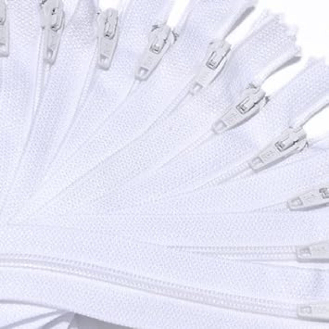 7" Nylon Coil YKK Zippers-100% Made in USA~ Closed Bottom ~ 501 White (12 Zippers / Pack)